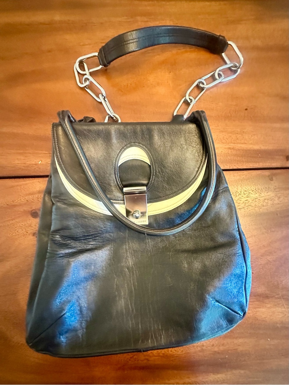 Y2K Marc Jacobs Collection Black Leather Bag w/ Chain Strap “Daydream Hobo